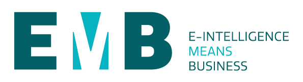 Logotype blanc EMB E-intelligence Means Business